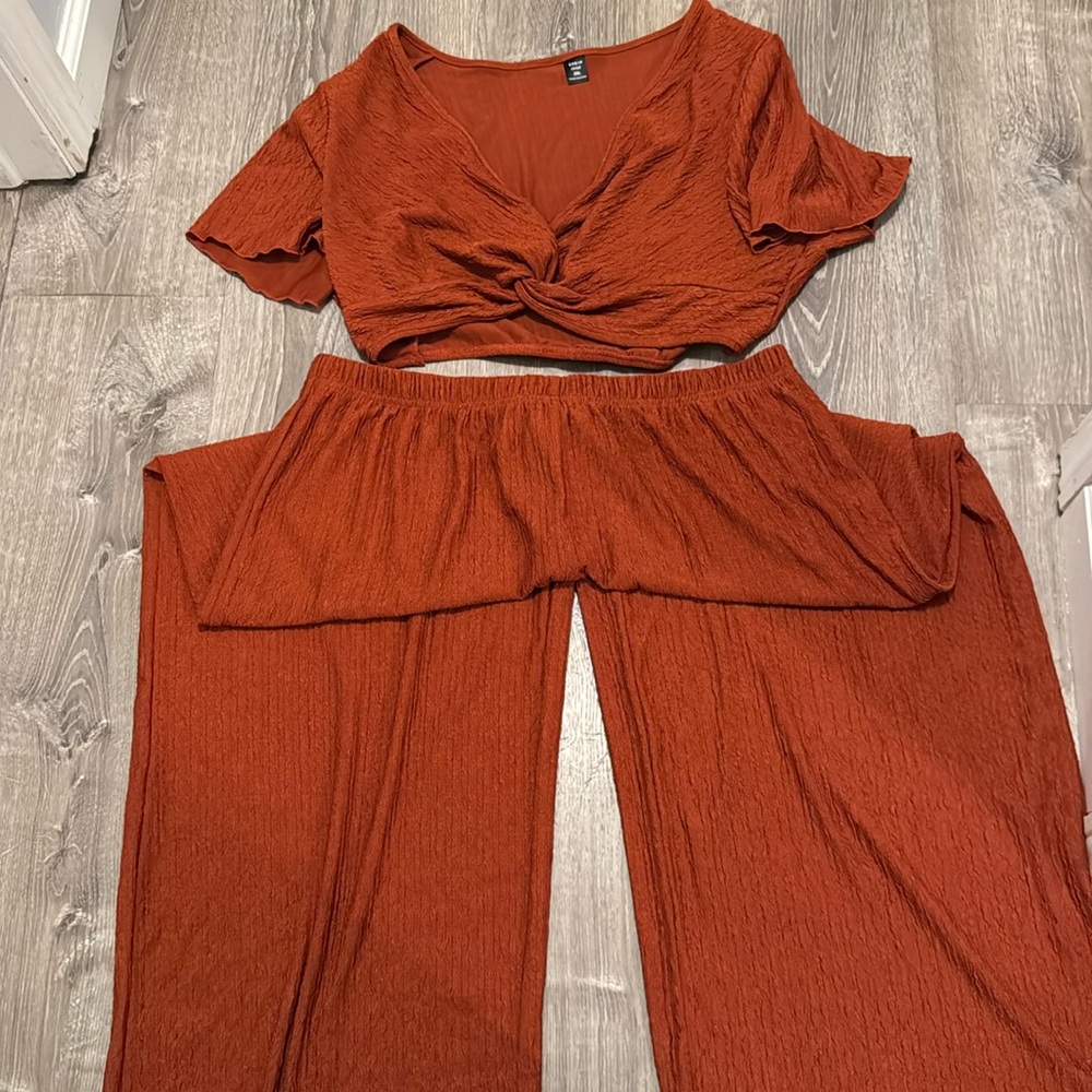 burnt orange crop jumpsuit